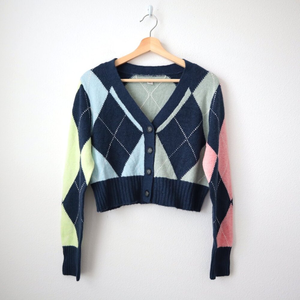 American Eagle Outfitters Multicolor Argyle Cardigan